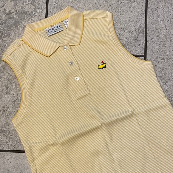 Masters Tops - Masters Yellow Sleeveless Polo with Embroidered Logo vintage